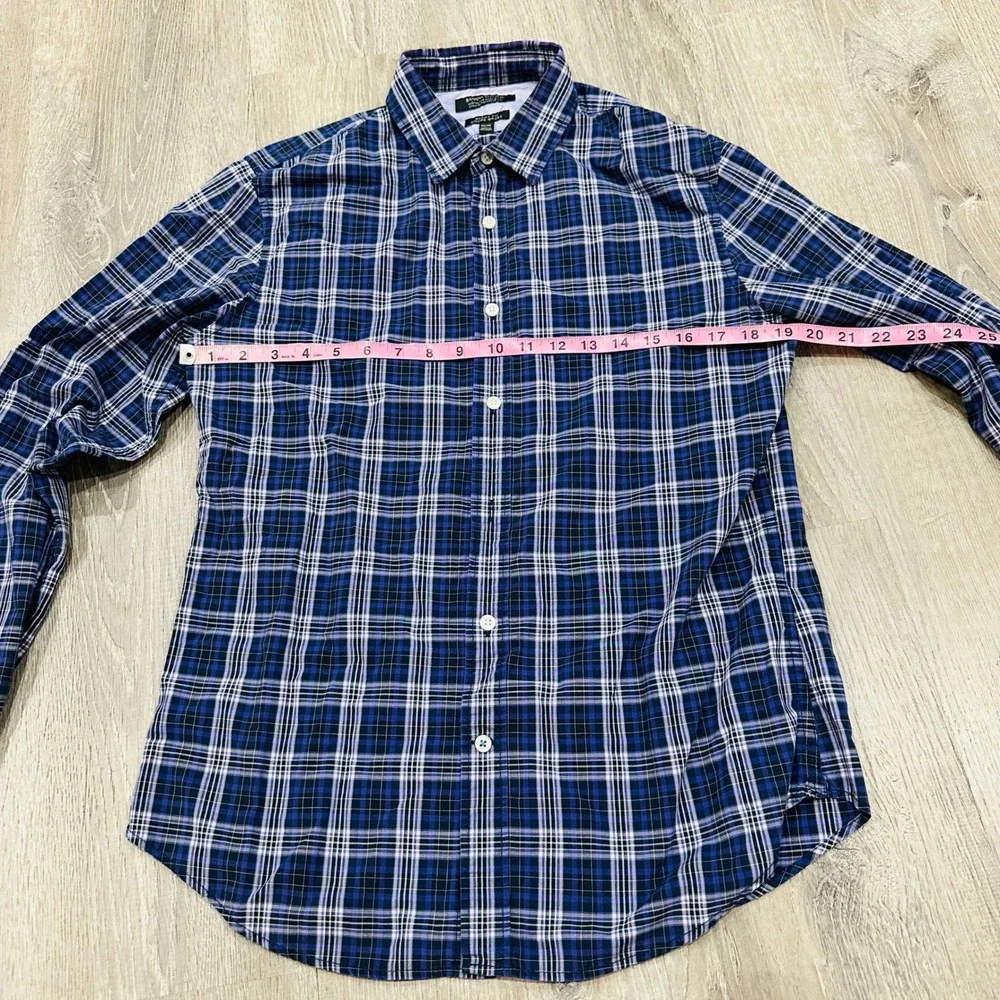 Banana Republic Shirt Men's Medium Blue Purple Grant Fit Plaid Button Down Shirt